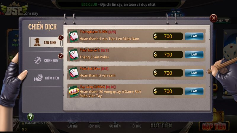 Mục nhiệm vụ cho người chơi